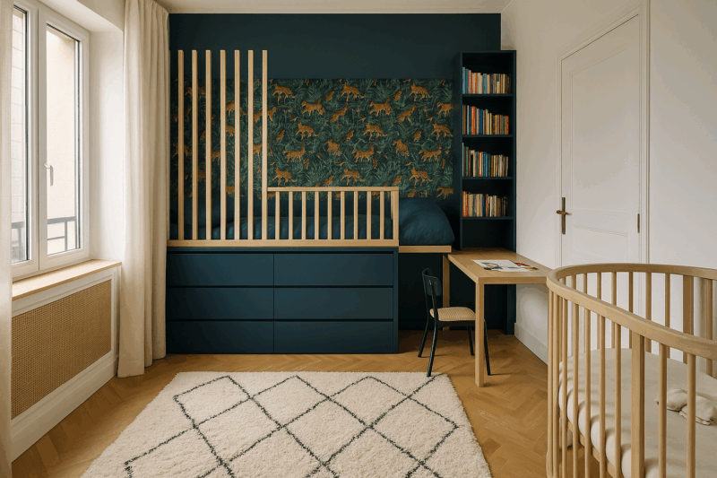 Optimisation d’une petite chambre avec lit mezzanine et rangements astucieux