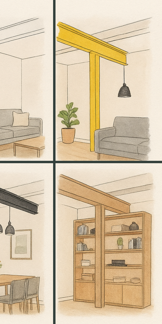 croquis pour illustrer l'intégrations des IPN apparents dans les styles déco