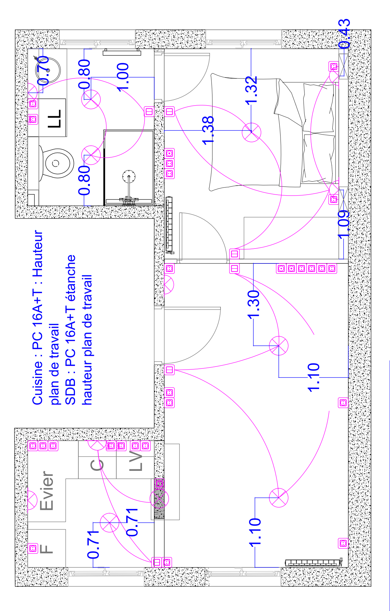 Plan aménagement technique d'appartement