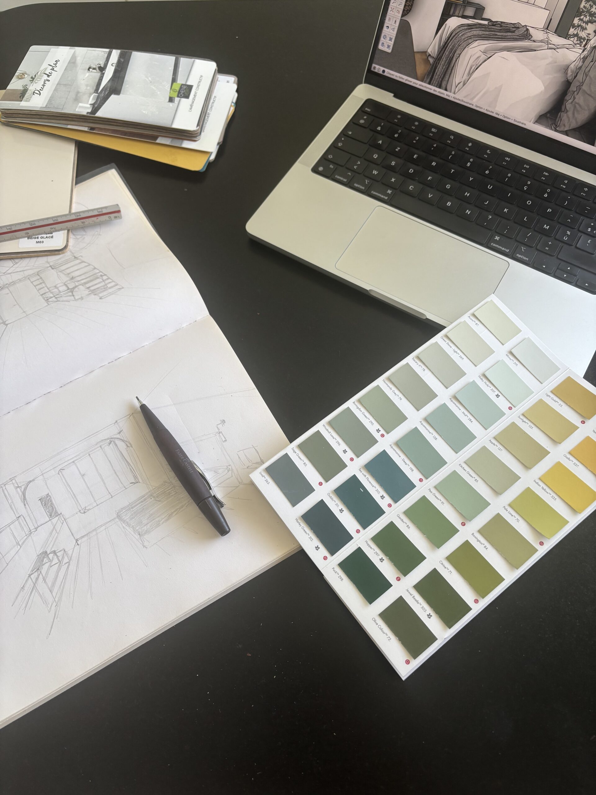 nuancier et croquis pour coaching déco
